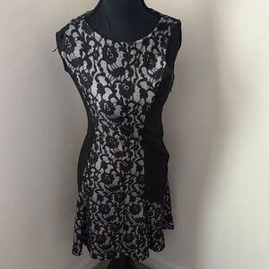 Maeve Black and White Lace Mini Dress